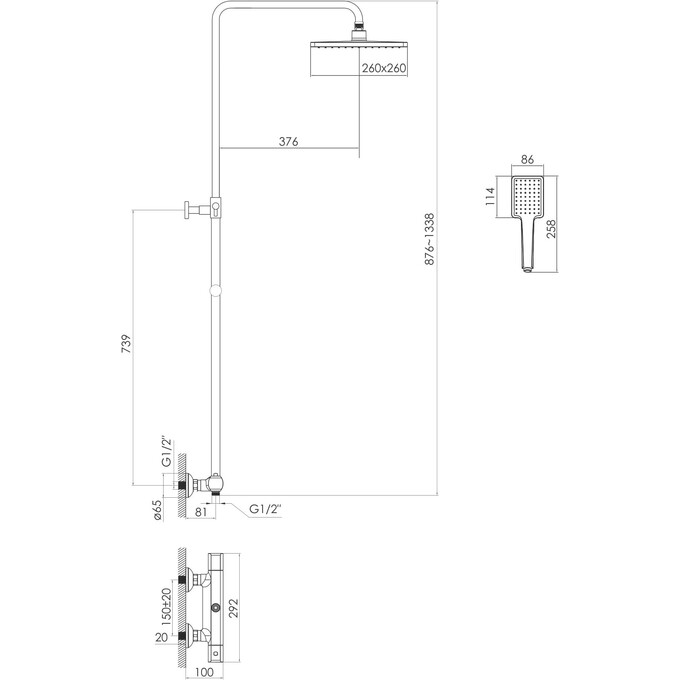 Душевая система с термостатом Imprese Centrum Chrome T-10415/1 (хром), фото 2