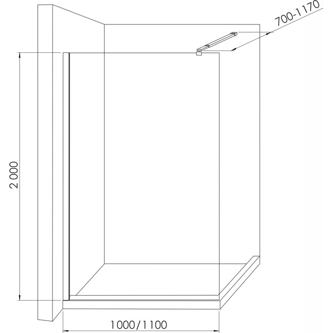 Душевая стенка Imprese Walk-IN s09110004MV (100 см, стекло с рисунком, профиль черный матовый), Доступные размеры: 100 x 200, Цвет производителя: черный матовый, фото 3