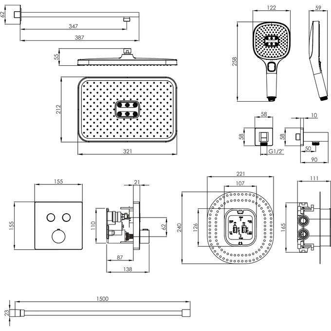 Душевая система с термостатом Imprese Bilovec Chrome t04800901SAC (хром, скрытого монтажа), Цвет производителя: хром, фото 5