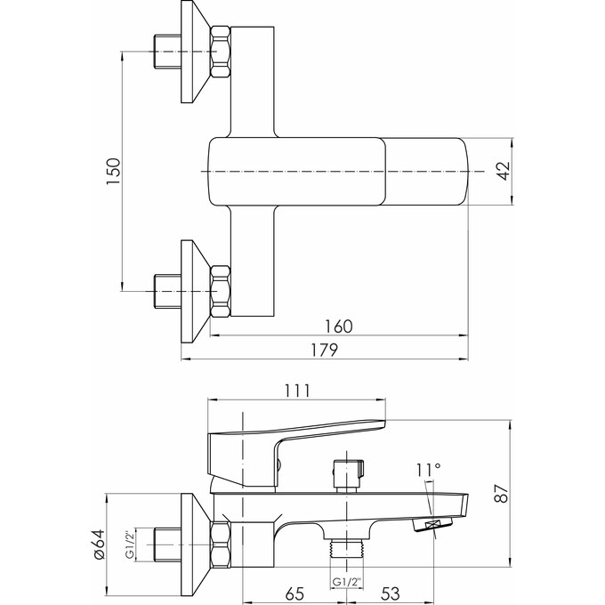 Смеситель для ванны Volle Toledo Chrome 1551.030101, фото 5
