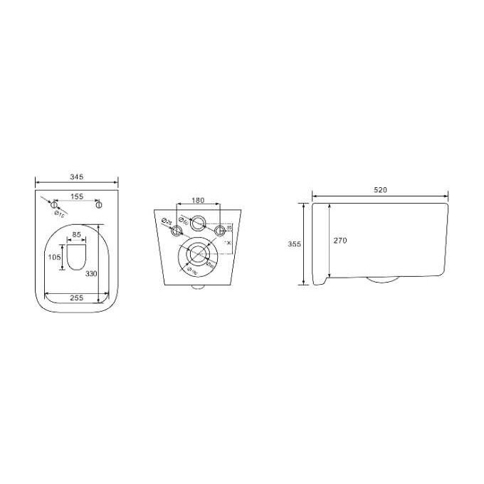 Безобідковий підвісний унітаз Volle Carol Rimless 1323.001000 (з сидінням), фото , изображение 2