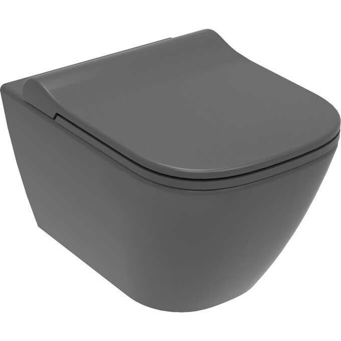 Безободковый подвесной унитаз Volle Solo Rimless Anthracite 13-55-111Grey (антрацит, с сиденьем), Цвет производителя: антрацит, фото 