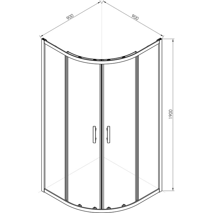 Душова кабіна RJ Chrome K9170-FBM-1004 (90x90 см, скло прозоре, профіль хром), Доступні розміри: 90 x 90, Колір виробника: хром, фото , изображение 2