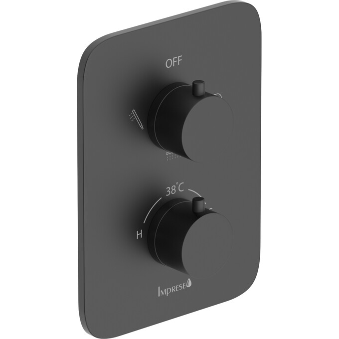 Змішувач прихованого монтажу для ванни із термостатом Imprese Bilovec Black Matt f04600910AB (чорний матовий, внутрішня частина в комплекті), Колір виробника: чорний матовий, фото 