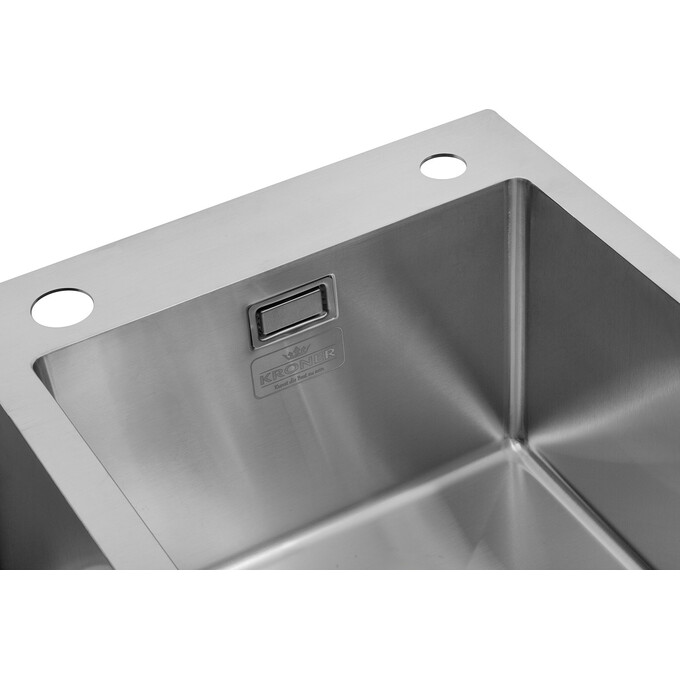 Подвійна кухонна мийка Kroner KRP Gebürstet 7843ZHM (Geburstet-7843ZHM, 78x43 см, 3.0/1.0 мм, з коландером та сифоном), фото , изображение 5
