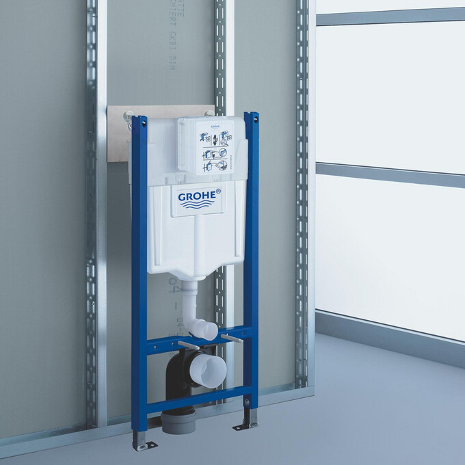 Комплект унитаз с инсталляцией 4 в 1 UA38971964A: подвесной унитаз с сиденьем Kroner Oker WHI533536 + инсталляция с креплением Grohe Solido 38971000 + клавиша смыва Grohe Start 38964000, фото 4