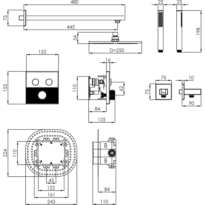 Душевая система с термостатом Imprese Deira Chrome ZMK1224010480 (хром, скрытого монтажа), Цвет производителя: хром, фото 2