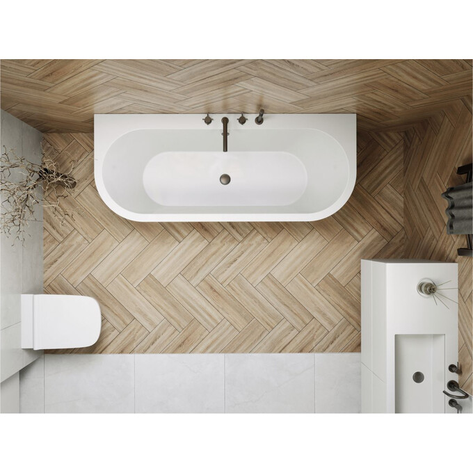 Мармурова ванна Miraggio Albenia Miramarble 0000595 (170x70 см, пристінна), Технологія виробництва: Miramarble, Колір виробника: білий глянець, фото , изображение 5