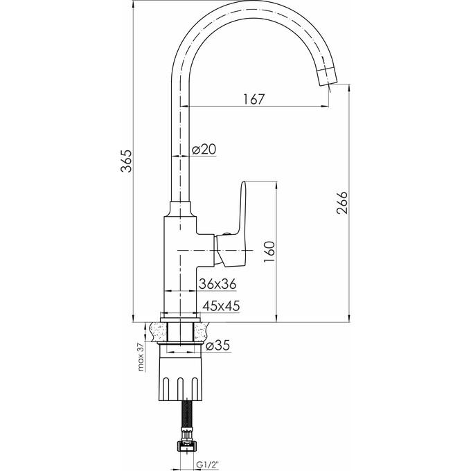 Смеситель для кухни Volle Toledo Chrome 1551.110101, фото 4