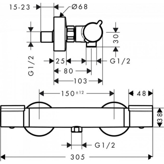 Смеситель для душа с термостатом Hansgrohe Versostat Chrome 30188918, фото 7