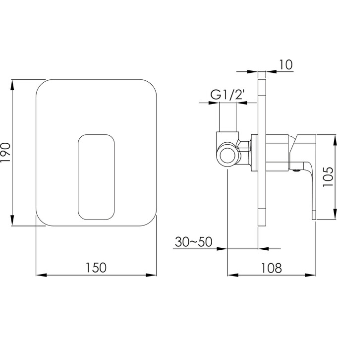 Смеситель скрытого монтажа для душа Imprese Bilovec Chrome f04600901SA (хром, внутренняя часть в комплекте), Цвет производителя: хром, фото 2