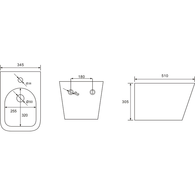 Биде подвесное Volle Libra De La Noche 1321.161004 (черное матовое), фото 3