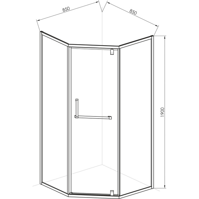 Душова кабіна RJ Chrome K1009-1001 (85x85 см, скло прозоре, профіль хром), Доступні розміри: 85 x 85, Колір виробника: хром, фото , изображение 2