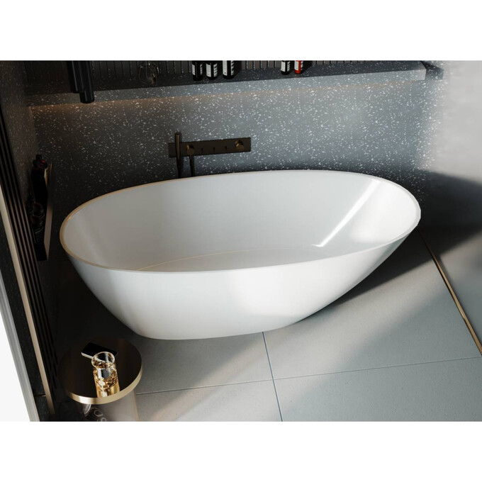 Мраморная ванна Miraggio Melbourne Miramarble 0001488 (168x76 см, отдельностоящая), Технология производства: Miramarble, Цвет производителя: белый глянец, фото 4