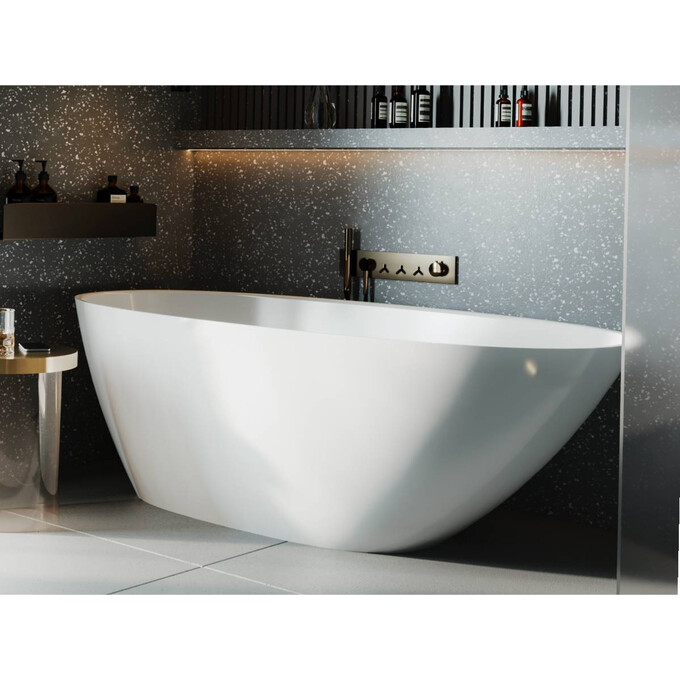 Мраморная ванна Miraggio Melbourne Miramarble 0001488 (168x76 см, отдельностоящая), Технология производства: Miramarble, Цвет производителя: белый глянец, фото 2