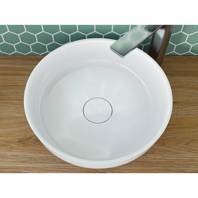 Раковина Miraggio Moon Miramarble 0000674 (40 см, чаша), Технологія виробництва: Miramarble, Колір виробника: білий глянець, фото , изображение 4