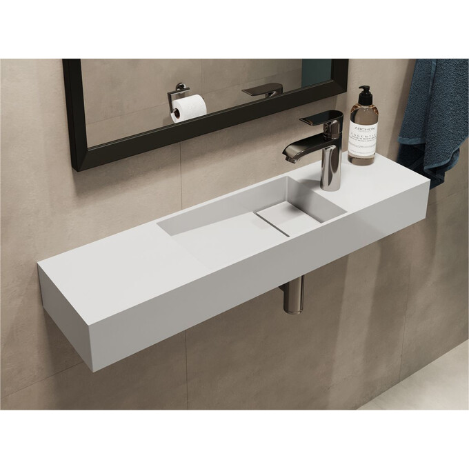 Умывальник-столешница Miraggio Toni 850 L Miramarble 8814204 (85x22 см, с крылом), Доступные размеры: 85 x 22 L, Технология производства: Miramarble, фото 2