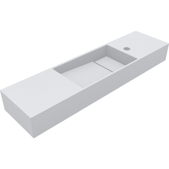 Умивальник-стільниця Miraggio Toni 850 L Miramarble Matt 8814205 (85x22 см, білий матовий, з крилом), Доступні розміри: 85 x 22 L, Технологія виробництва: Miramarble Matt, фото 