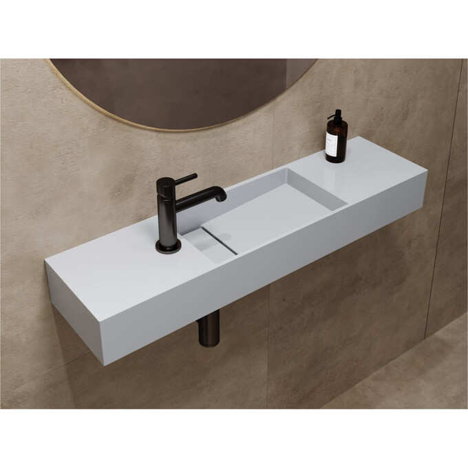 Умивальник-стільниця Miraggio Toni 850 R Miramarble 8814193 (85x22 см, з крилом), Доступні розміри: 85 x 22 R, Технологія виробництва: Miramarble, фото , изображение 2