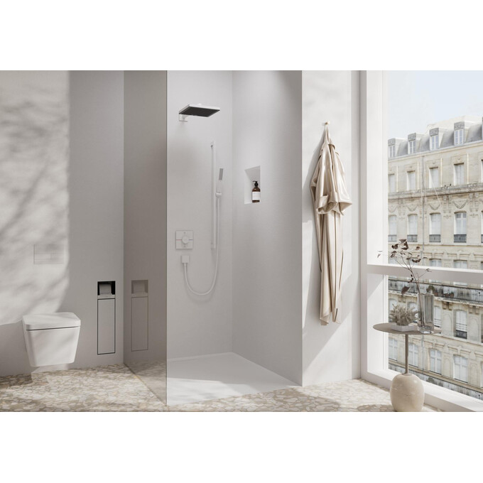 Смеситель скрытого монтажа для ванны с термостатом Hansgrohe ShowerSelect Comfort E Matt White 15572700+01500180 (белый матовый, внутренняя часть в комплекте), Цвет производителя: белый матовый, фото 4