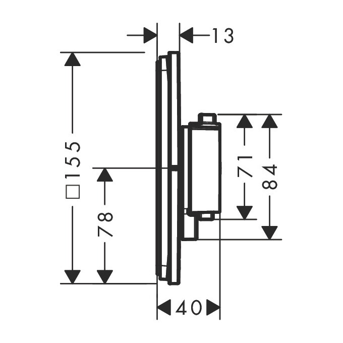 Смеситель скрытого монтажа с термостатом для ванны Hansgrohe ShowerSelect E Chrome 15578000+01500180 (хром, внутренняя часть в комплекте), Цвет производителя: хром, фото 15