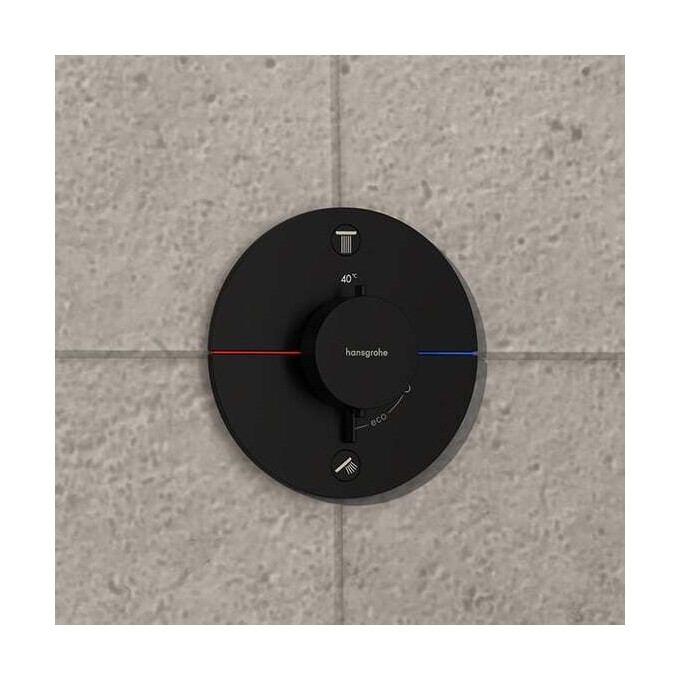 Смеситель скрытого монтажа с термостатом для ванны Hansgrohe ShowerSelect Comfort S Matt Black 15554670+01500180 (черный матовый, внутренняя часть в комплекте), Цвет производителя: черный матовый, фото 5