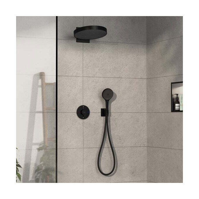Смеситель скрытого монтажа с термостатом для ванны Hansgrohe ShowerSelect Comfort S Matt Black 15554670+01500180 (черный матовый, внутренняя часть в комплекте), Цвет производителя: черный матовый, фото 2