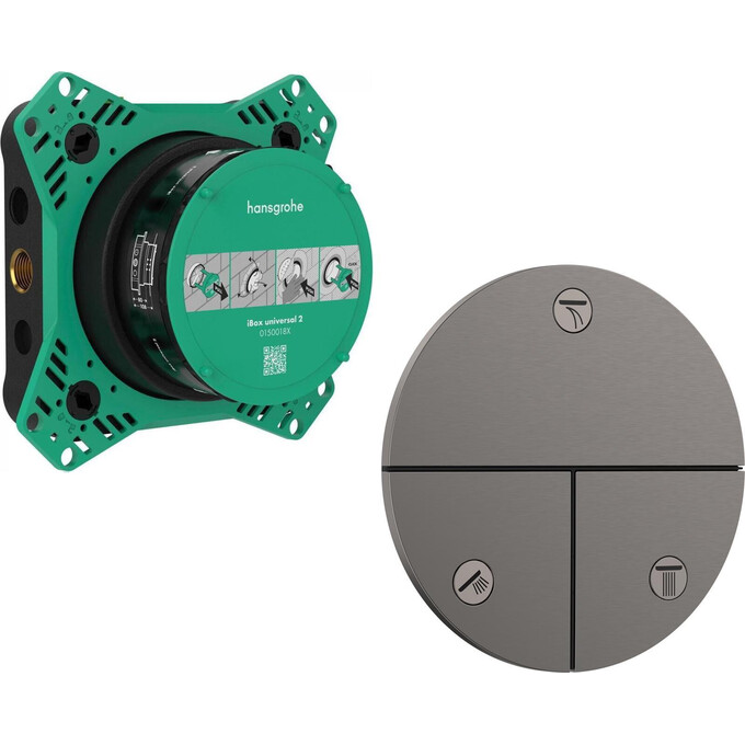 Переключатель на 3 потребителя Hansgrohe ShowerSelect Comfort S Brushed Black Chrome 15558340+01500180 (брашированный черный хром, внутренняя часть в комплекте), Цвет производителя: брашированный черный хром, фото 