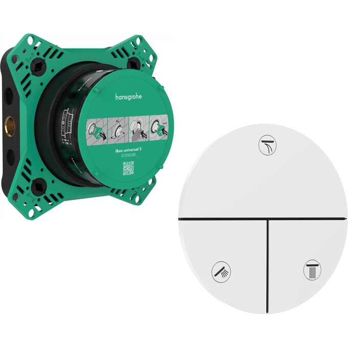 Переключатель на 3 потребителя Hansgrohe ShowerSelect Comfort S Matt White 15558700+01500180 (белый матовый, внутренняя часть в комплекте), Цвет производителя: белый матовый, фото 