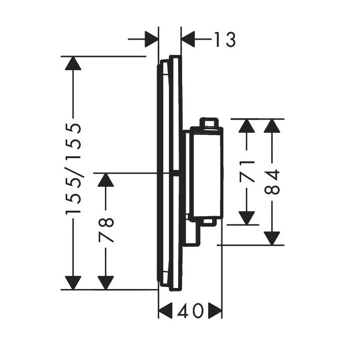 Смеситель скрытого монтажа для ванны с термостатом Hansgrohe ShowerSelect Comfort E Brushed Black Chrome 15572340+01500180 (брашированный черный хром, внутренняя часть в комплекте), Цвет производителя: брашированный черный хром, фото 15