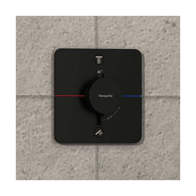 Смеситель скрытого монтажа с термостатом для ванны Hansgrohe ShowerSelect Comfort Q Matt Black 15583670+01500180 (черный матовый, внутренняя часть в комплекте), Цвет производителя: черный матовый, фото 3