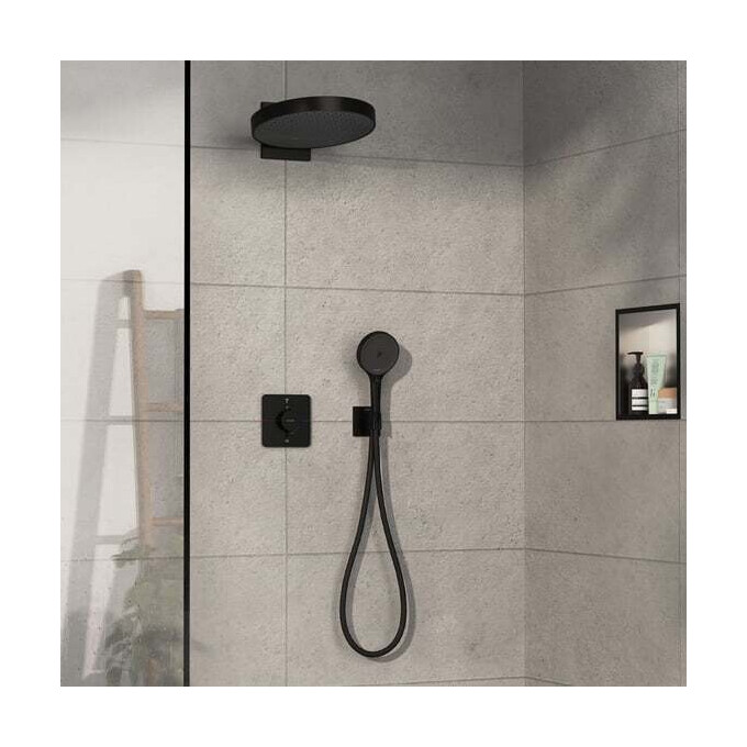 Смеситель скрытого монтажа с термостатом для ванны Hansgrohe ShowerSelect Comfort Q Matt Black 15583670+01500180 (черный матовый, внутренняя часть в комплекте), Цвет производителя: черный матовый, фото 2