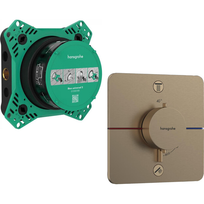 Смеситель скрытого монтажа с термостатом для ванны Hansgrohe ShowerSelect Comfort Q Brushed Bronze 15586140+01500180 (брашированная бронза, внутренняя часть в комплекте), Цвет производителя: брашированная бронза, фото 