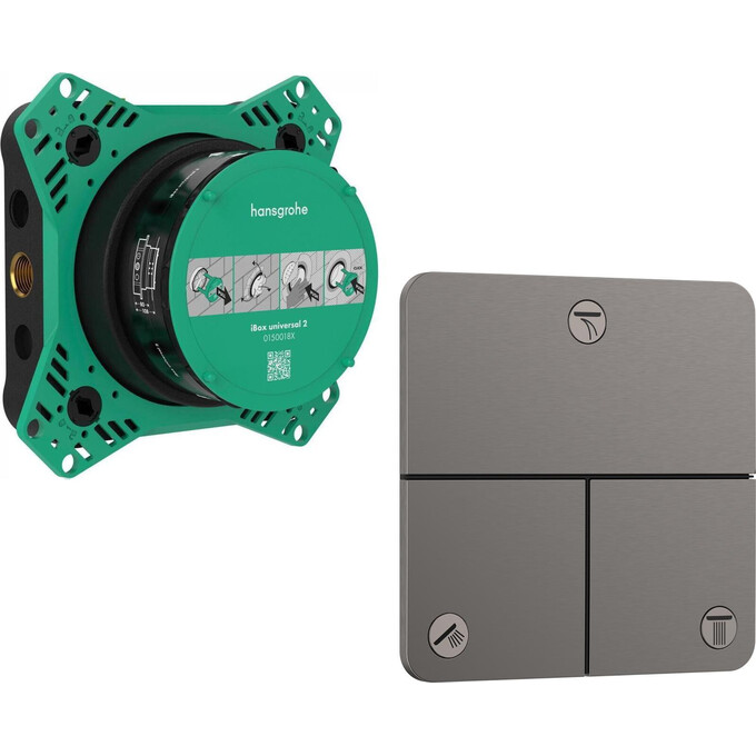 Переключатель на 3 потребителя Hansgrohe ShowerSelect Comfort Q Brushed Black Chrome 15587340+01500180 (брашированный черный хром, внутренняя часть в комплекте), Цвет производителя: брашированный черный хром, фото 