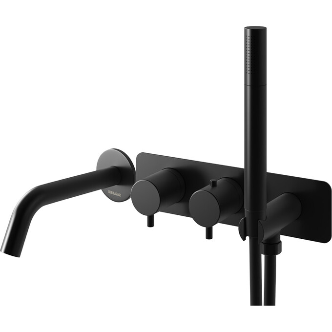 Смеситель скрытого монтажа для ванны Kohlman Axel Black KPL-QW265ABQ (черный, с лейкой и шлангом, внутренняя часть в комплекте), Цвет производителя: черный, фото 