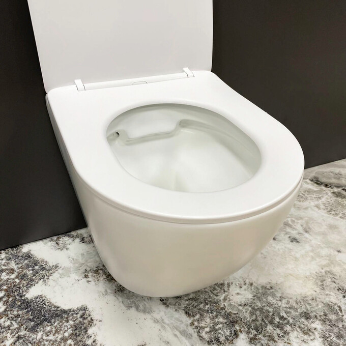 Безободковый подвесной унитаз VBI Vulcano White Matt VBI-020415 (белый матовый, с сиденьем), Цвет производителя: белый матовый, фото 5