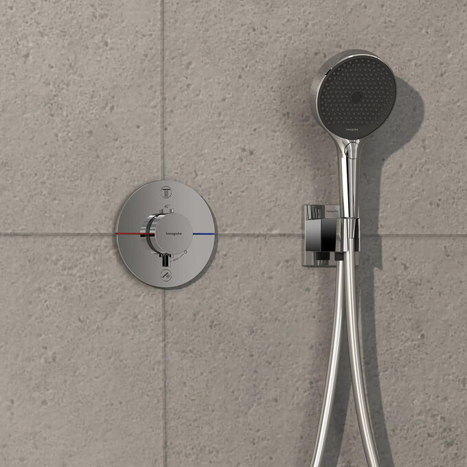 Смеситель скрытого монтажа для ванны с термостатом Hansgrohe ShowerSelect Comfort S Chrome 15554000+01500180 (хром, внутренняя часть в комплекте), Цвет производителя: хром, фото 3