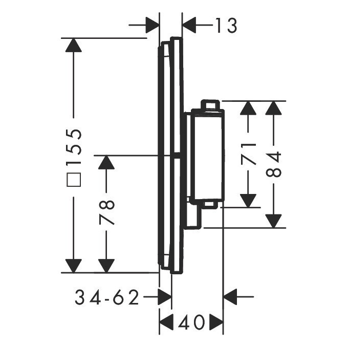 Смеситель скрытого монтажа с термостатом для ванны Hansgrohe ShowerSelect Comfort Q Brushed Bronze 15583140+01500180 (брашированная бронза, внутренняя часть в комплекте), Цвет производителя: брашированная бронза, фото 15
