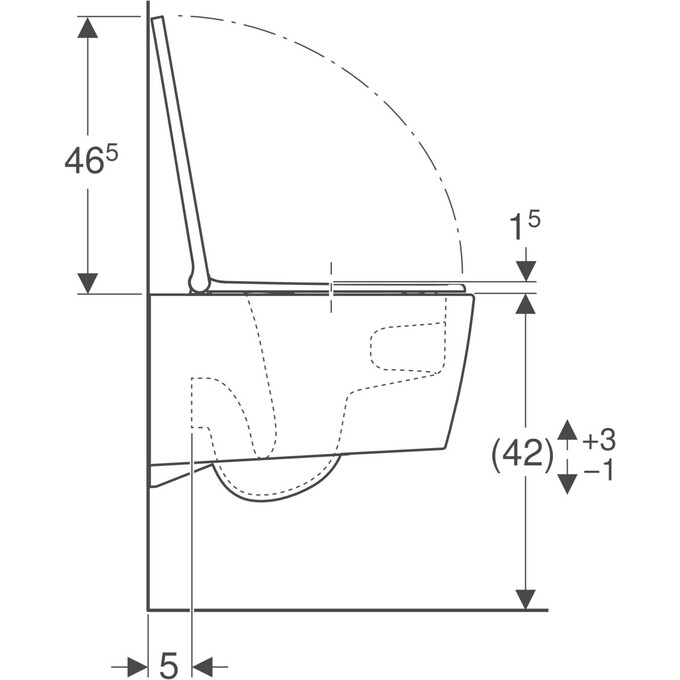 Безободковый подвесной унитаз Geberit One TurboFlush 500.202.JT.1 (белый матовый, воронкообразный, с сиденьем), Цвет производителя: белый матовый, хром, фото 2