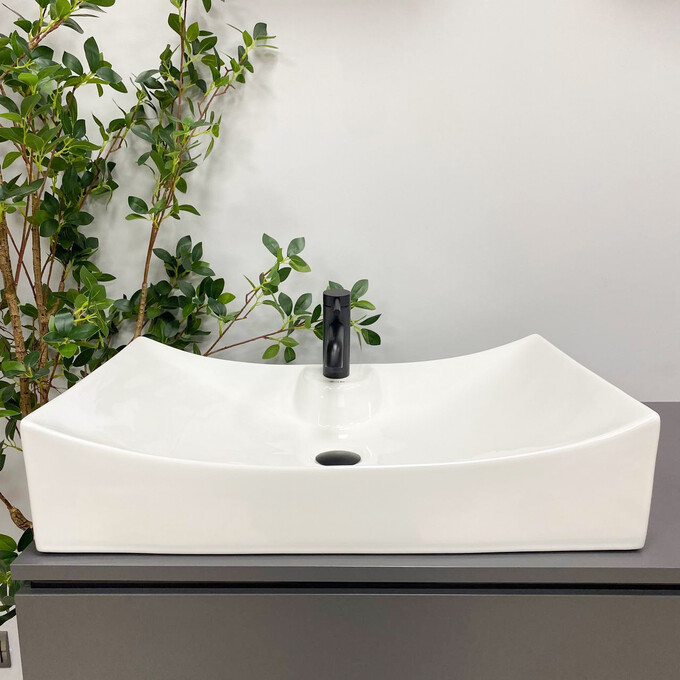 Умивальник VBI Viareggio L White Glossy VBI-016203 (67x46 см, білий глянсовий), Доступні розміри: 67 x 46, фото 