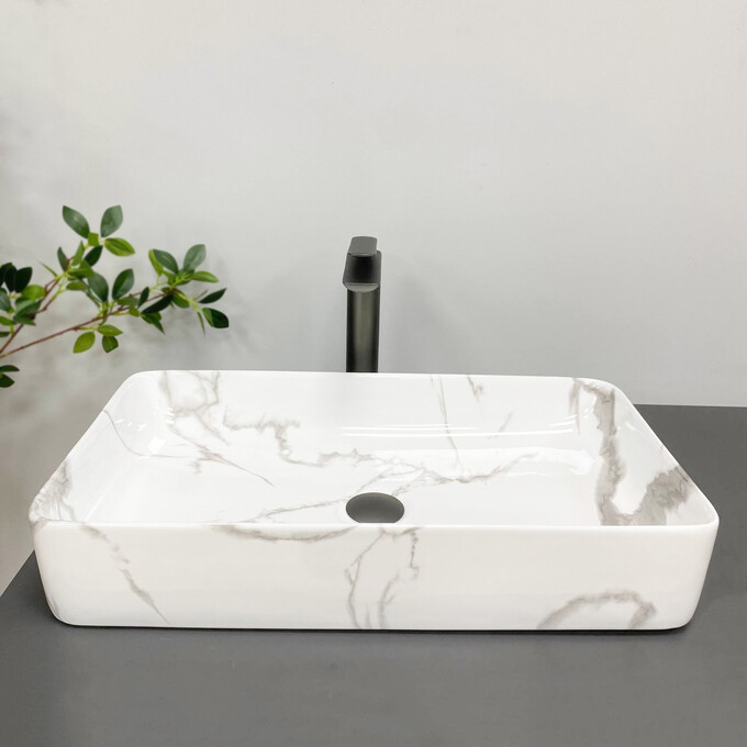 Умивальник VBI Triest Marble VBI-012711 (61x36 см, мармур), Доступні розміри: 60 x 34, Колір виробника: мармур глянсовий, фото , изображение 4
