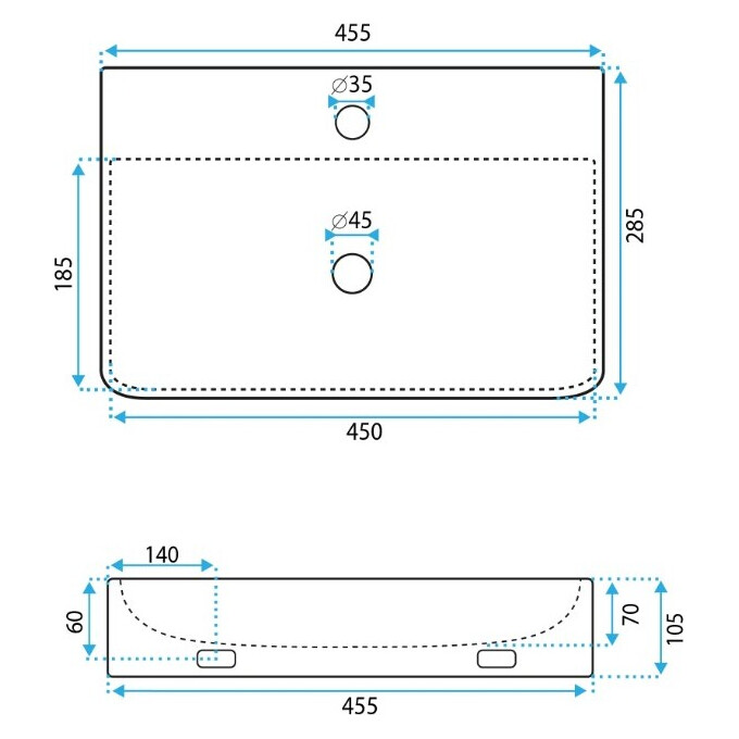Умивальник Rea Naomi White REA-U0630 (46x29 см), фото , изображение 5