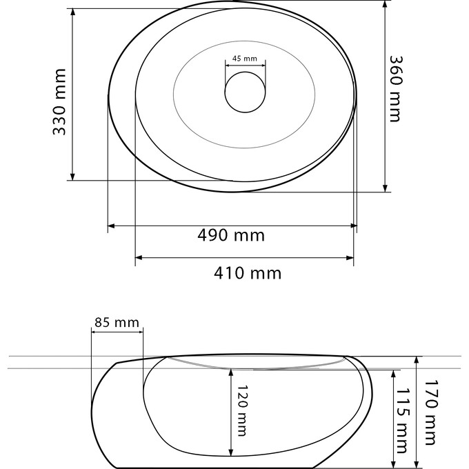 Умивальник VBI Valiano Marble Black Matt VBI-016101 (49x36 см, мармур чорний матовий, чаша), фото , изображение 6