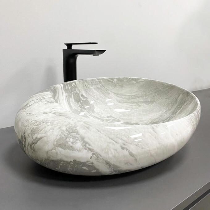 Умивальник VBI Riccia Light Stone Glossy VBI-017202 (51x41 см, світлий камінь глянсовий, чаша), Доступні розміри: 51 x 41, Колір виробника: світлий камінь глянсовий, фото , изображение 4