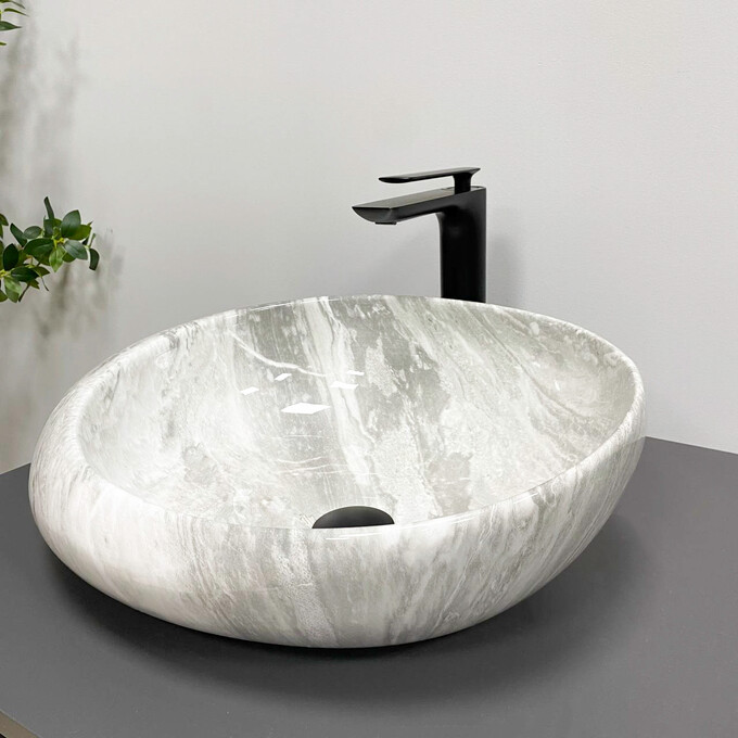 Умивальник VBI Riccia Light Stone Glossy VBI-017202 (51x41 см, світлий камінь глянсовий, чаша), Доступні розміри: 51 x 41, Колір виробника: світлий камінь глянсовий, фото , изображение 3