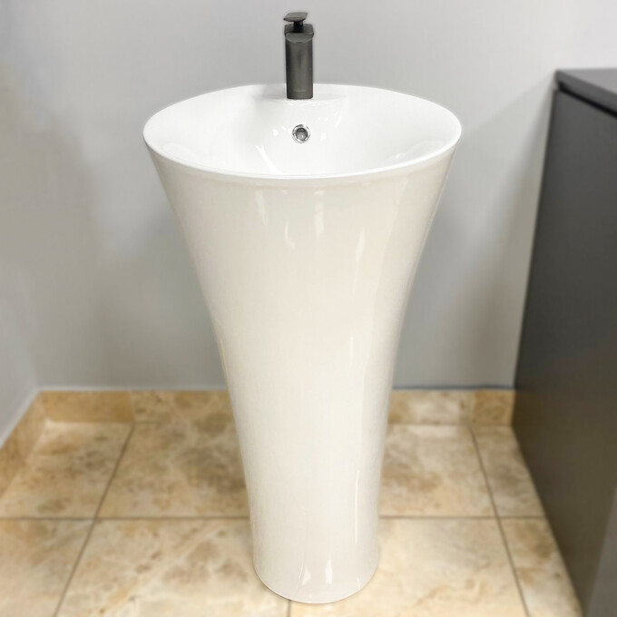 Умивальник VBI Varsi White Glossy VBI-019016 (46 см, білий глянсовий, підлоговий), фото , изображение 3