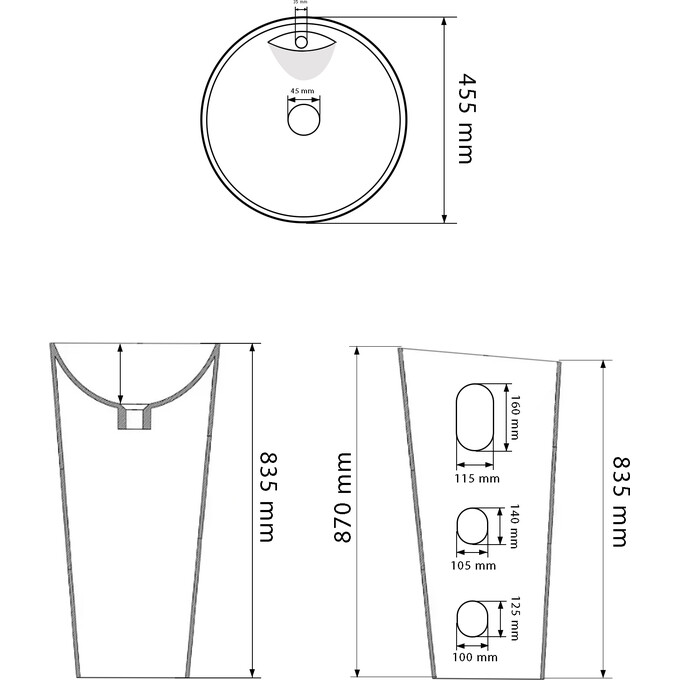 Умивальник VBI Varsi White Glossy VBI-019016 (46 см, білий глянсовий, підлоговий), фото , изображение 4