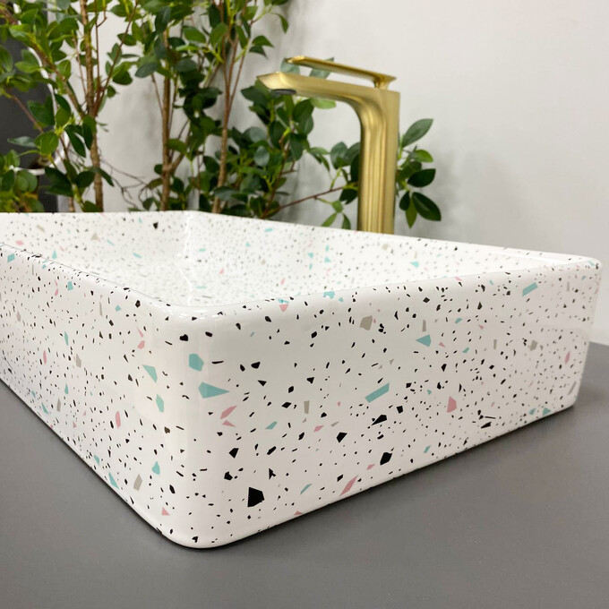 Умивальник VBI Triest Mosaic Glossy VBI-012709 (61x35 см, мозаїка глянцева), Доступні розміри: 60 x 34, Колір виробника: мозаїка глянсова, фото , изображение 5