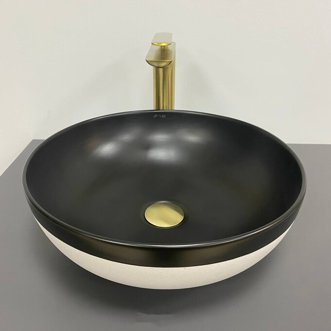 Умивальник VBI Ormela Black Matt/White Matt VBI-016900 (40 см, чорний матовий/білий матовий, чаша), фото , изображение 2