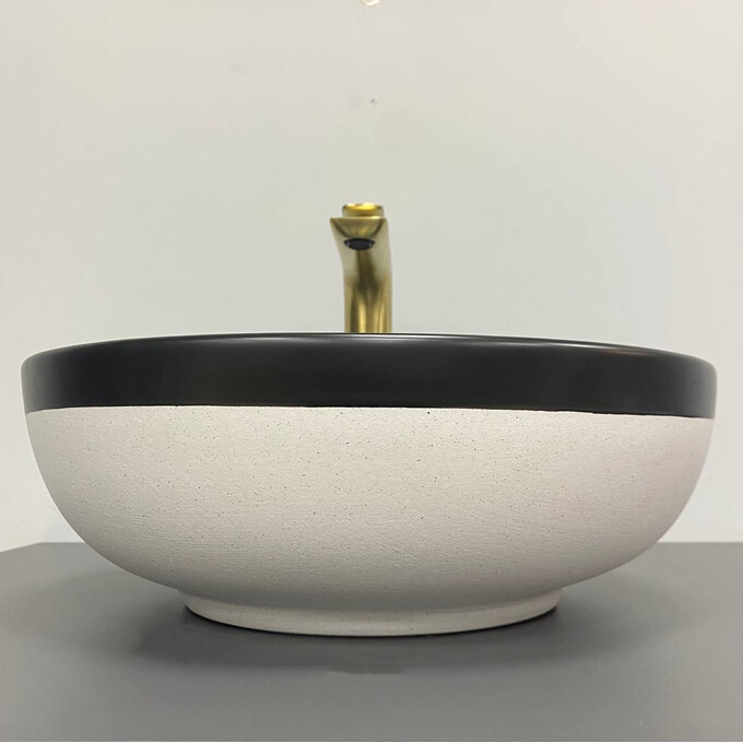 Умивальник VBI Ormela Black Matt/White Matt VBI-016900 (40 см, чорний матовий/білий матовий, чаша), фото , изображение 3